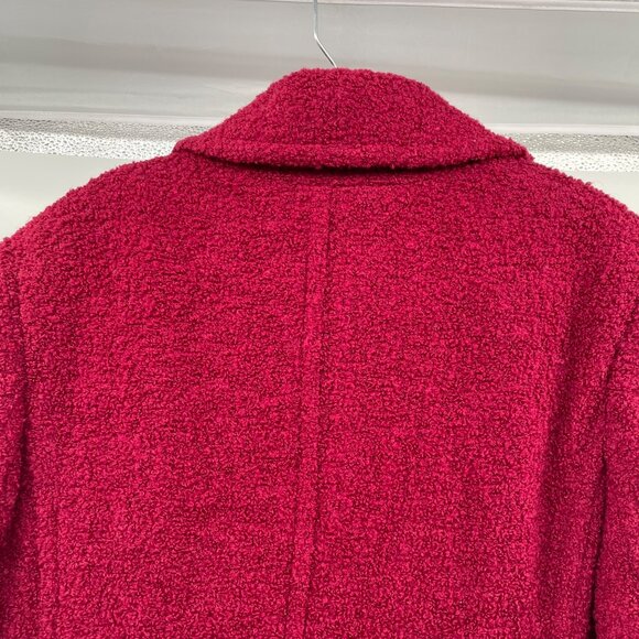 Nine West Womens Nubby Pea Coat Button Up Wool Blend Claret Size 14 Pockets - Picture 6 of 9